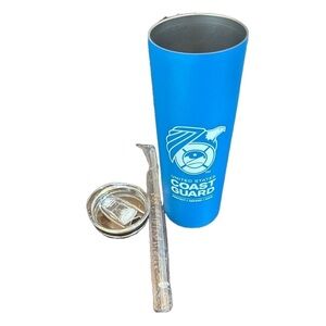 New United States Coast Guard Blue Straw Travel Insulated Tumbler.